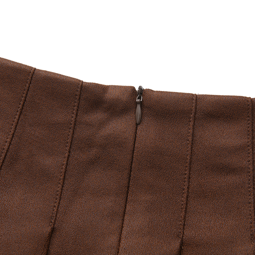 Pebbled Leather Pleated Skirt