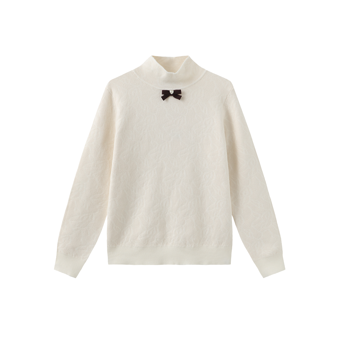 Neck Bow Knit Turtleneck