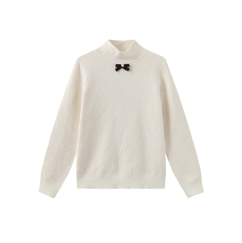 Neck Bow Knit Turtleneck