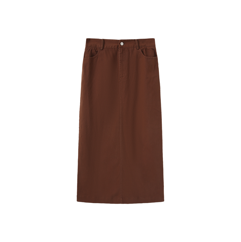 Canvas Straight Maxi Skirt