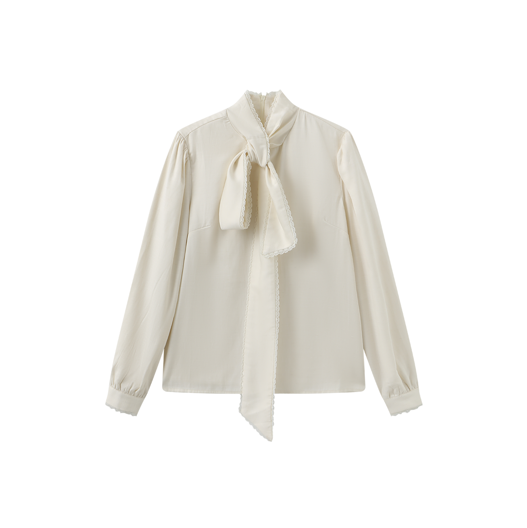 Kim Bow Lace Trimmed Blouse
