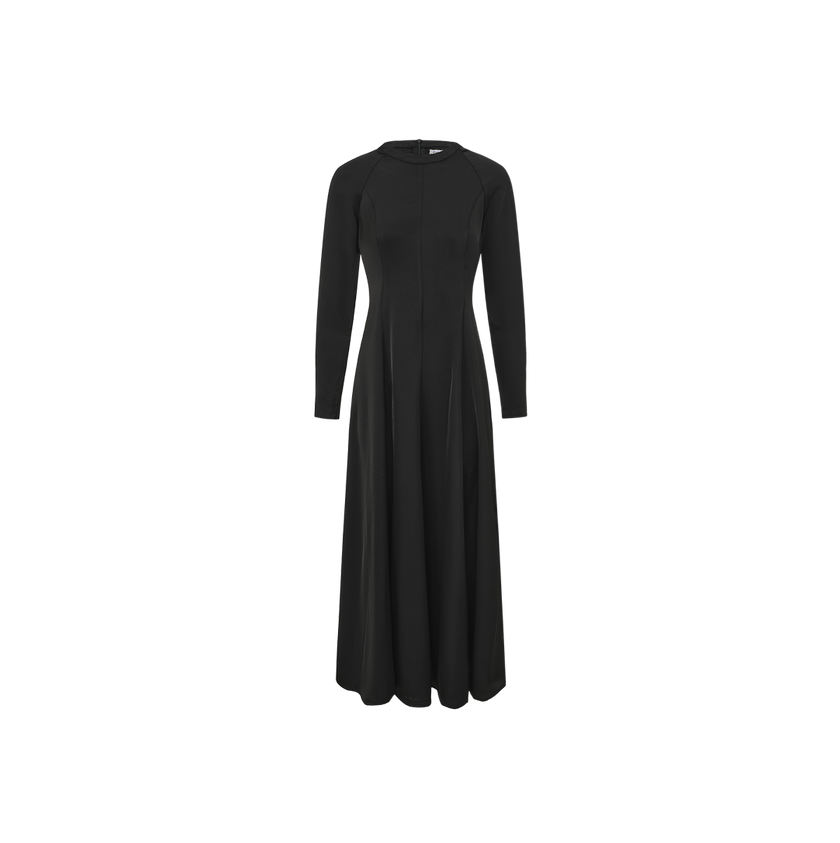 Silk Seam Detailed A-Line Dress