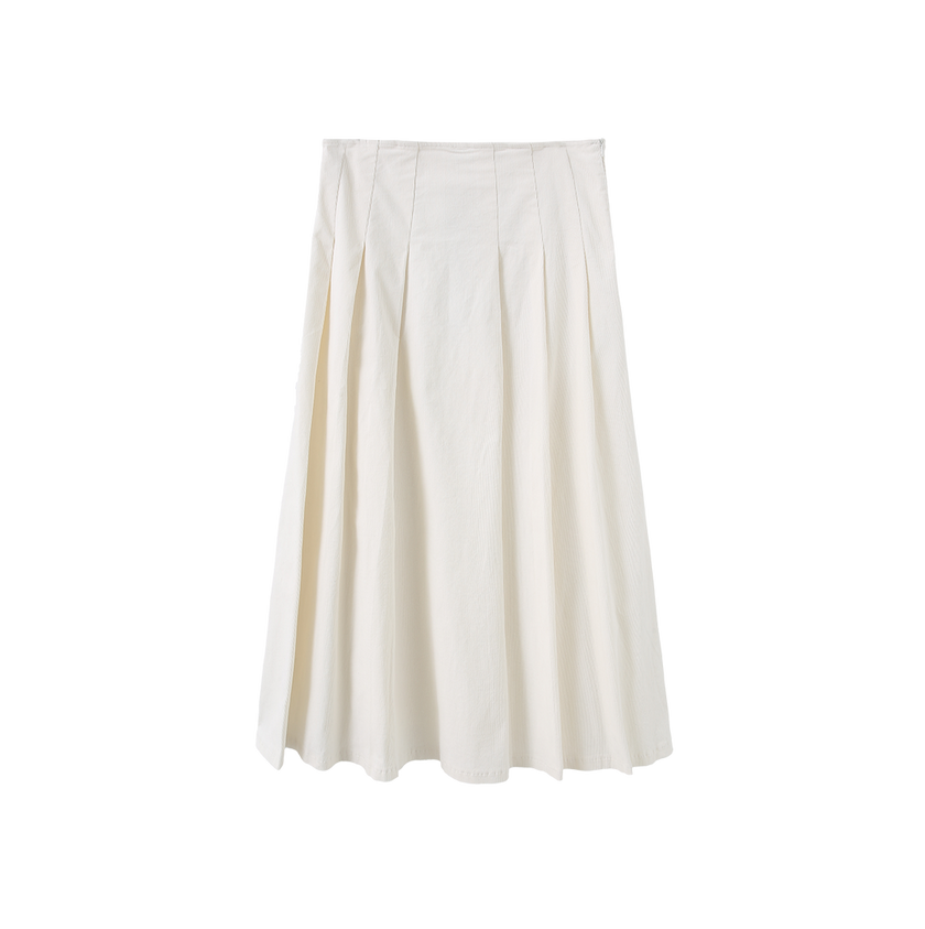 Corduroy Combo Pleated Skirt