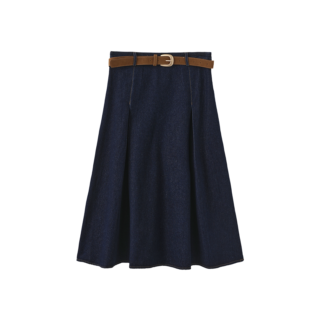 Short Pleated Denim Skirt