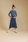 Pocket V Seam Denim Skirt