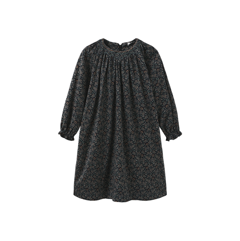 Corduroy Floral Smocking Dress