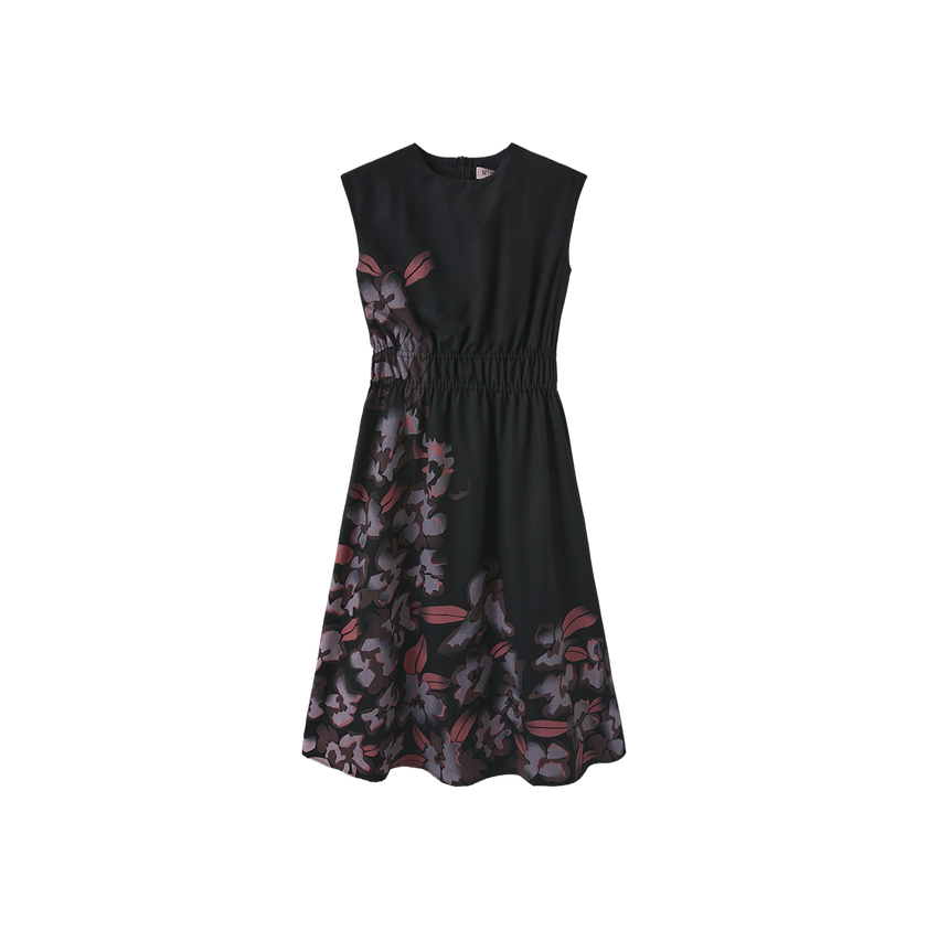 Painted Floral Waisted Dress