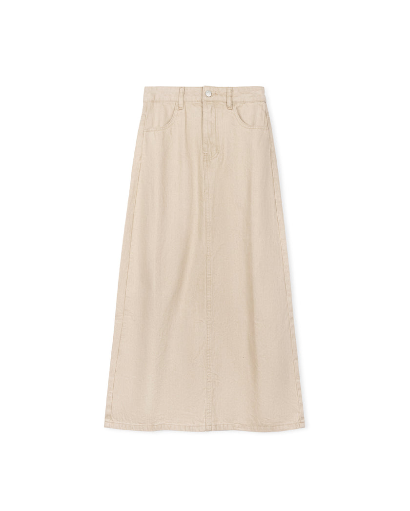 Straight Fly Front Denim Skirt