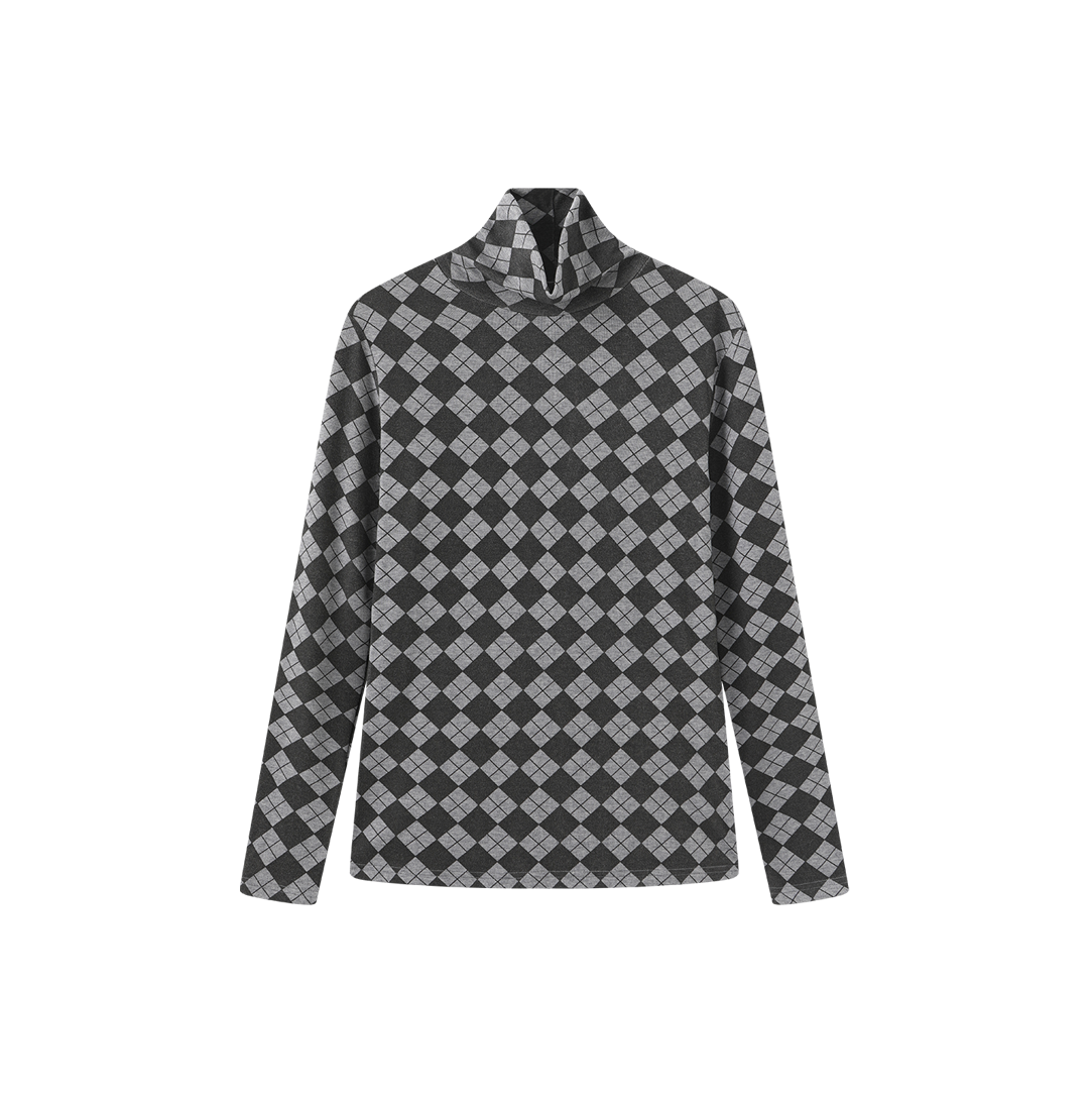 Argyle Print Turtleneck
