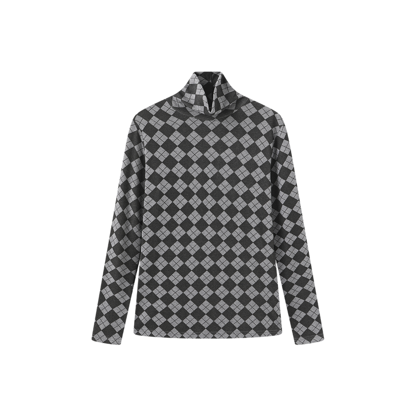 Argyle Print Turtleneck