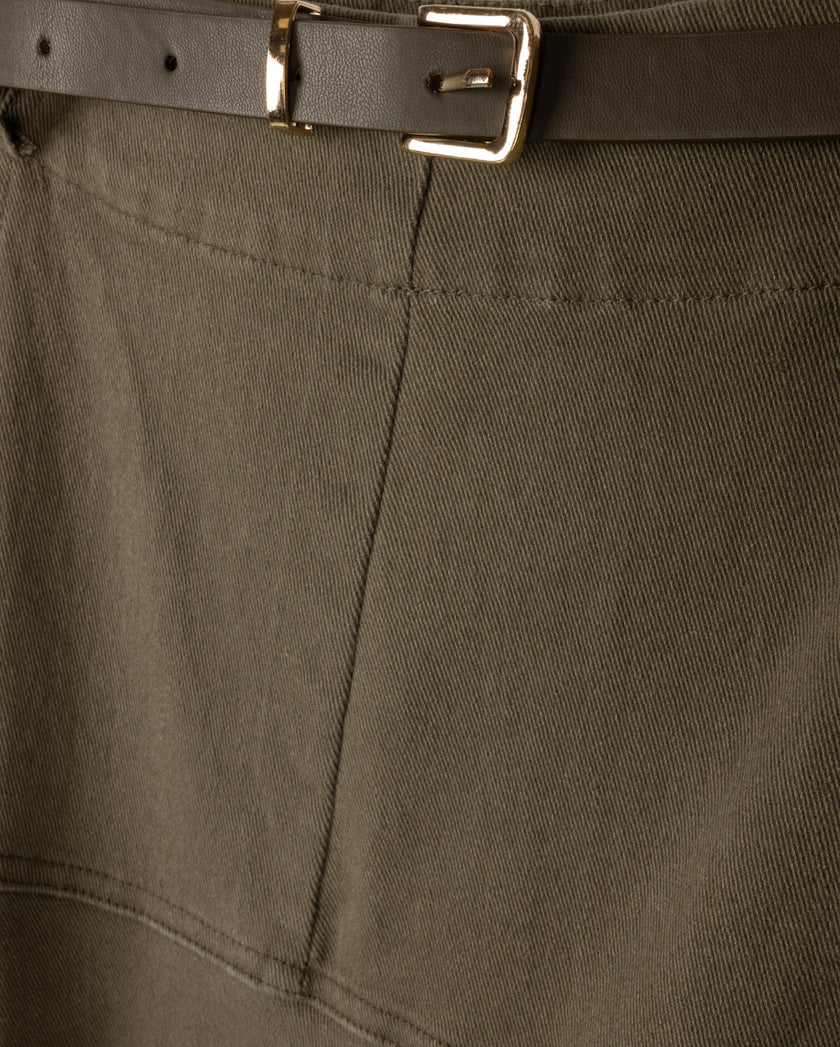 Drop Seam Paneled Denim Skirt