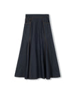 Open Panel Denim Maxi Skirt