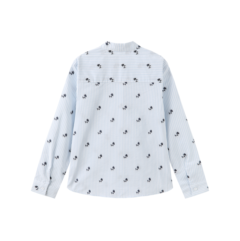 Lee Embroidered Neck Tie Blouse