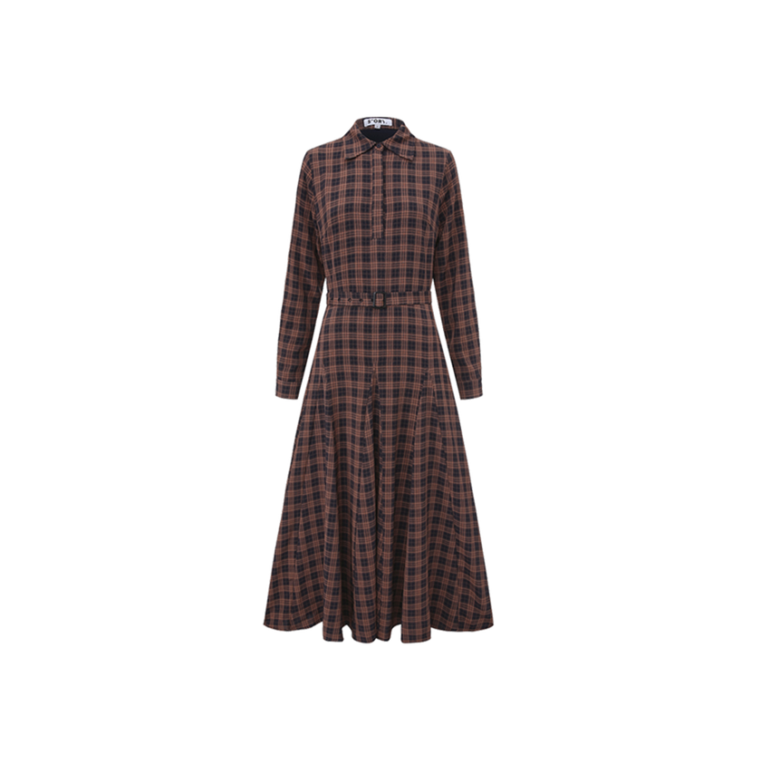 Plaid Belted Dress