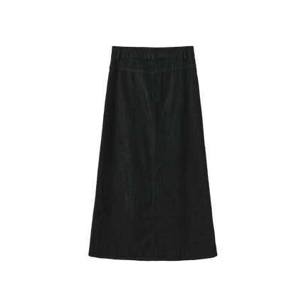 Dark Denim Maxi Pleat Skirt