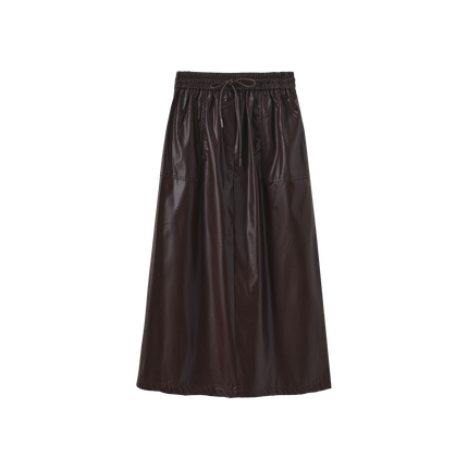Burgundy Leather Drawstring Skirt