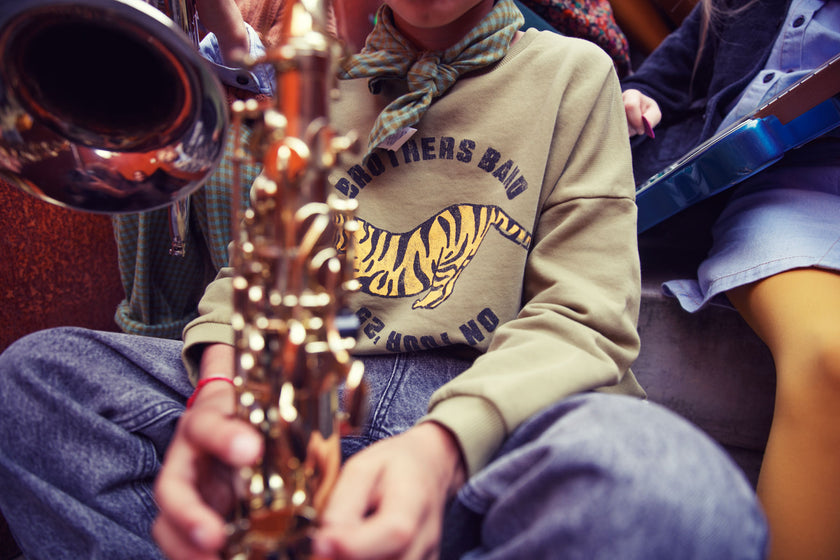 Olive Green Sweatshirt w/ Tiger Print