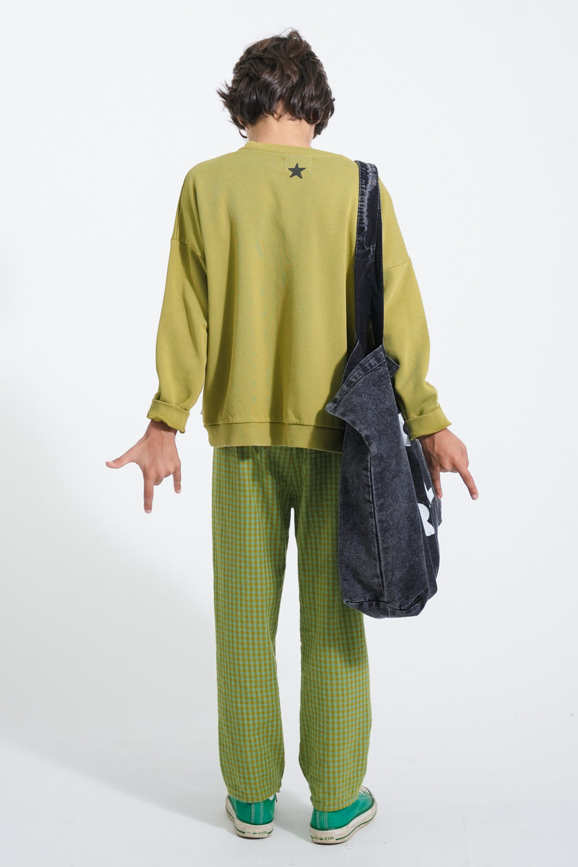 Olive Green Sweatshirt w/ Tiger Print