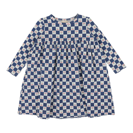 Checked Tulip Dress Three Quarter Sleeve