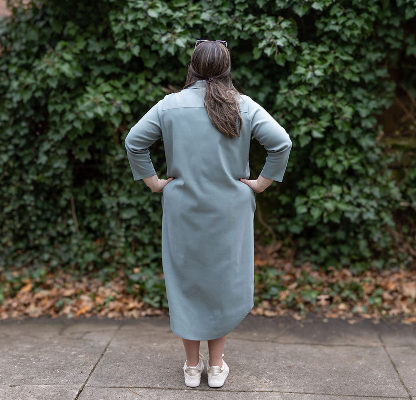 Button Down Curved Hem Dress